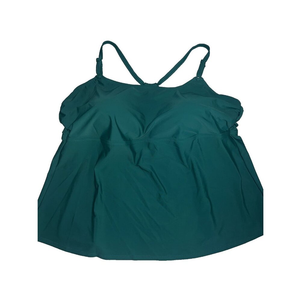 Kona Sol Womans plus size 3X (24/26) Green One Piece tankini Top ONLY!! NWOT